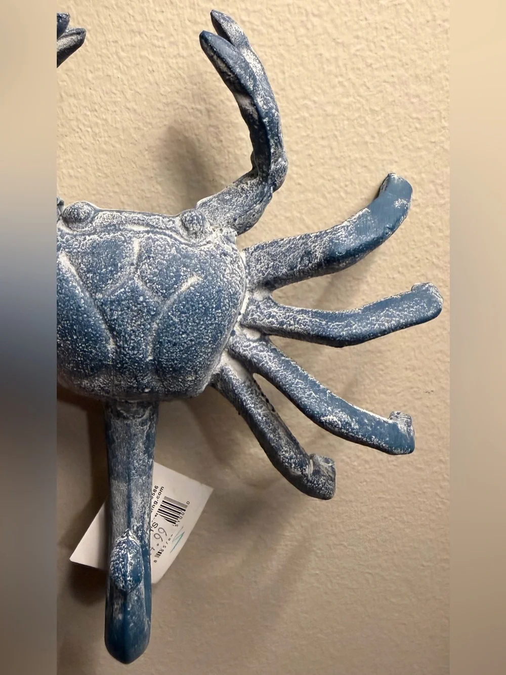 NWT Indaba Trading Coastal Cast Iron Blue Crab Wall Hook - Decorative Home Decor